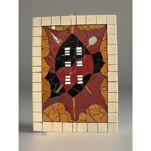 Vintage South African Art Tile Mosaic Signed Innocent T Hlela 2006 Wall Hanging